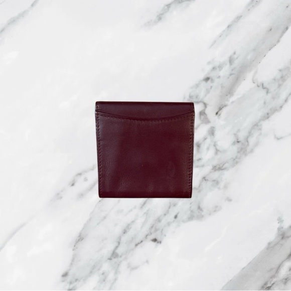 Cartier Burgundy Wine Leather Bifold Coin Purse Mini Wallet - Picture 2 of 6